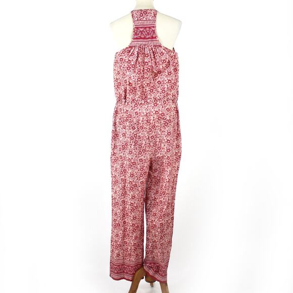 Faherty Adella Floral Sleeveless Jumpsuit Sun Up Block Pink Floral Racerback NEW - Picture 6 of 6